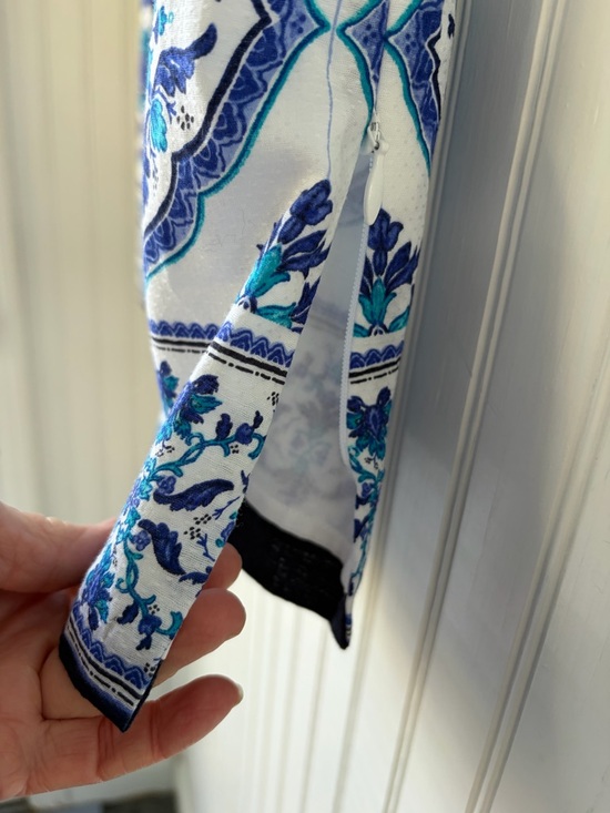 Talbots White Tank Top with Blue & Teal Tile Print - Picture 8 of 10